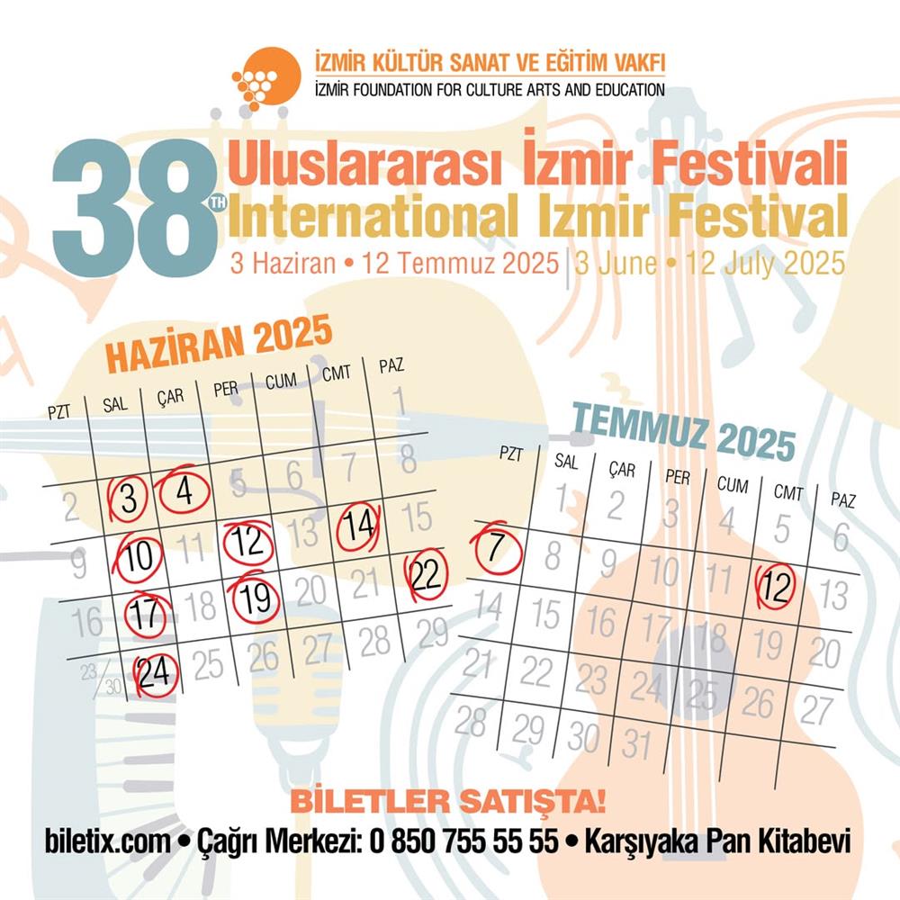 38.ULUSLARARASI İZMİR FESTİVALİ 3 Haziran – 12 Temmuz 2025Açılış Konseri3 Haziran 2025 Salı • AASSM Büyük Salon • 21.00VİRTÜÖZLERDEN BAROKTAN ROMANTİZMETuncay Yılmaz, kemanEmre Elivar, piyano4 Haziran 38.ULUSLARARASI İZMİR FESTİVALİ 3 Haziran – 12 Temmuz 2025Açılış Konseri3 Haziran 2025 Salı • AASSM Büyük Salon • 21.00VİRTÜÖZLERDEN BAROKTAN ROMANTİZMETuncay Yılmaz, kemanEmre Elivar, piyano4 Haziran